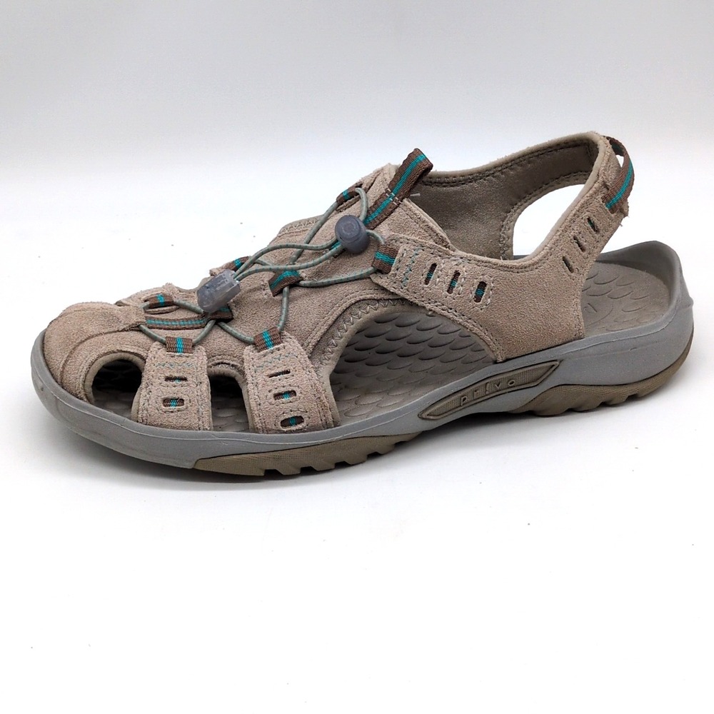 Clarks Privo Shoes Womens Gray 10 Sport Sandal Leather Bungee Comfort 61394